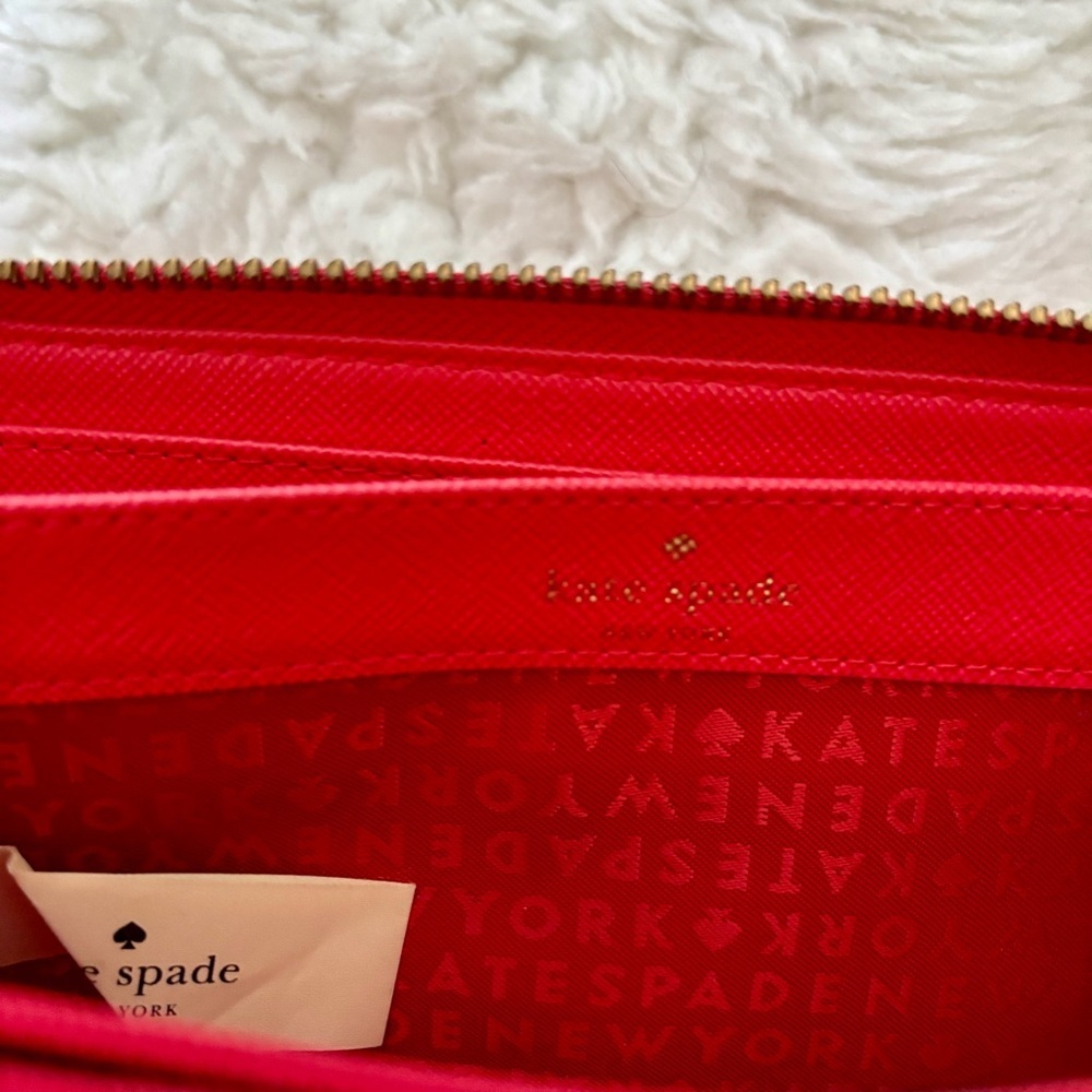 Kate Spade Take The Cake Cherry Red Zip Around Long Wallet - Picture 8 of 16